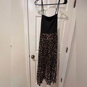 Black cheetah print dress with cross cross back